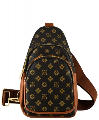 CM Monogram Guitar Strap Sling Bag CM768 BROWN/TAN